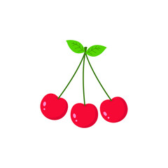 This is a cherry. Vector berry isolated on white background. 
