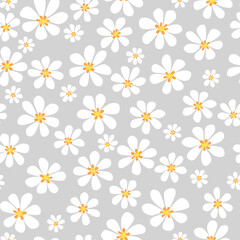 Vector seamless floral pattern from chamomile. Cute simple design for wallpaper, fabric, textile, wrapping paper