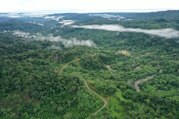 Aerial view of a small indigenous community in Ecuador, South America