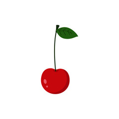 This is a cherry. Vector berry isolated on white background. 