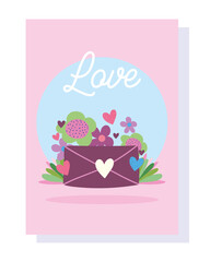 love romantic heart mail letter card flowers banner cartoon