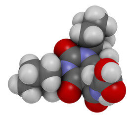 Daprodustat drug molecule (HIF prolyl-hydroxylase inhibitor). 3D rendering. 