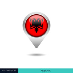 Obraz premium Albania flag map pin vector design template