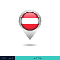 Austria flag map pin vector design template