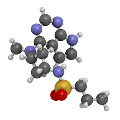 Abrocitinib atopic dermatitis drug molecule (JAK1 inhibitor).