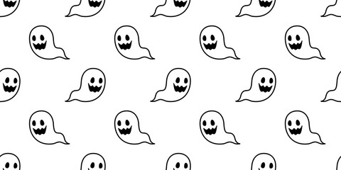 Ghost seamless pattern Halloween vector spooky scarf isolated repeat wallpaper tile background devil evil cartoon doodle illustration gift wrap paper design