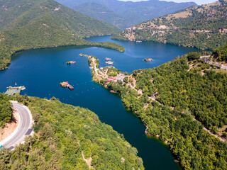 Aerial view of The Vacha Reservoir, Bulgaria