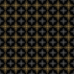 Modern background pattern. Gold and gray seamless pattern on a black background. Perfect for fabrics, covers, patterns, posters, interior design or wallpaper. Vector background image