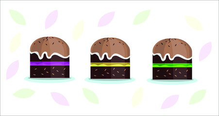 Cupcake or muffin set. Vector illustration. Isolated. 2D