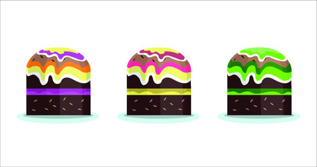 Cupcake or muffin set. Vector illustration. Isolated. 2D
