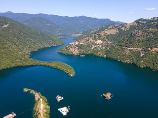 Aerial view of The Vacha Reservoir, Bulgaria