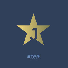 Obraz premium Gold Star Logo with Initial Letter J