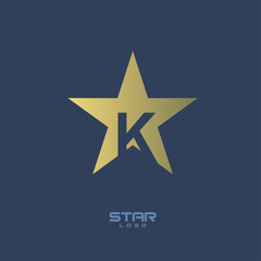 Gold Star Logo with Initial Letter K