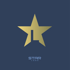 Obraz premium Gold Star Logo with Initial Letter L