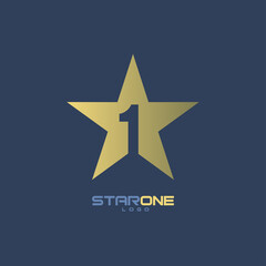 Gold Star Logo with Initial Letter 1