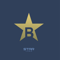 Obraz premium Gold Star Logo with Initial Letter B