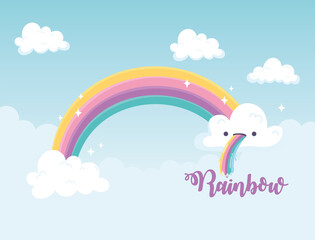 rainbow with cloud tongue color sky clouscape decoration cartoon
