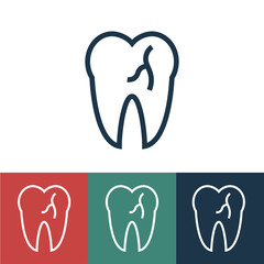 Linear vector icon with aching tooth