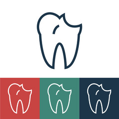 Linear vector icon with broken tooth