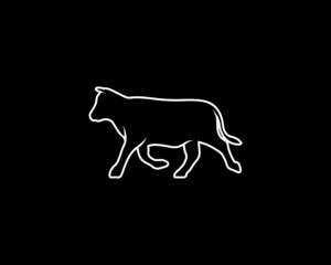 Cow Silhouette on Black Background. Isolated Vector Animal Template for Logo Company, Icon, Symbol etc
