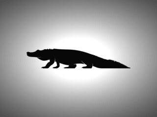 Crocodile Silhouette on White Background. Isolated Vector Animal