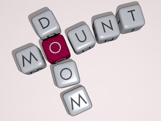 combination of Mount Doom built by cubic letters from the top perspective, excellent for the concept presentation. mountain and view