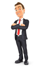 3d businessman standing with arms crossed