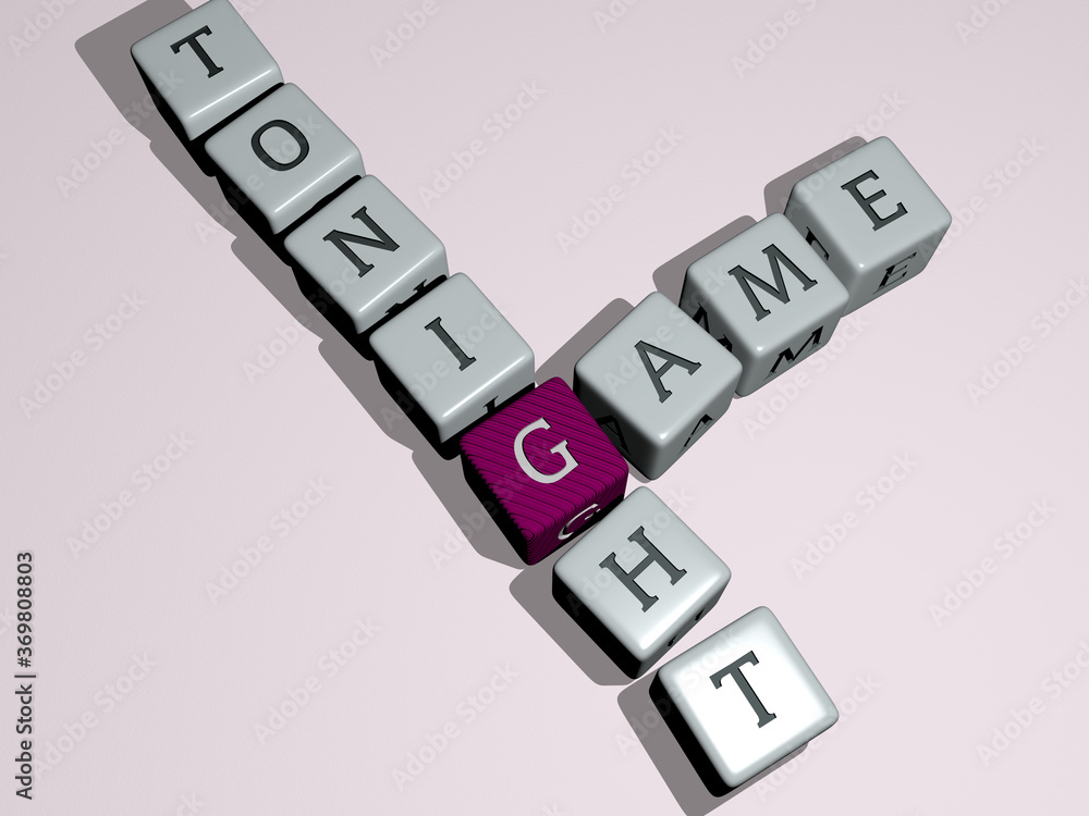 Poster combination of game tonight built by cubic letters from the top perspective, excellent for the conce