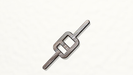 electronics shottkey diode from a perspective on the wall. A thick sculpture made of metallic materials of 3D rendering. illustration and computer