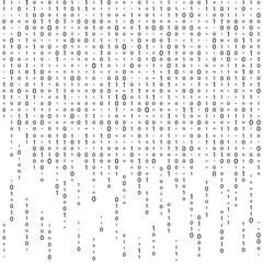 Matrix Background Vector. Binary Code Matrix. Black And White Digital Background With Digits On Screen. Data Technology Illustration. Binary Computer Code. Coding. Hacker concept.