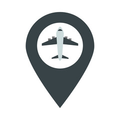 airport gps navigation pointer plane travel transport terminal tourism or business flat style icon