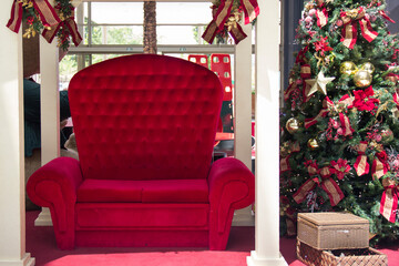 Christmas scene with gifts and tree objects. Christmas decoration.