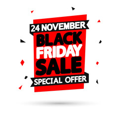 Black Friday Sale, banner design template, discount tag, final season offer, vector illustration