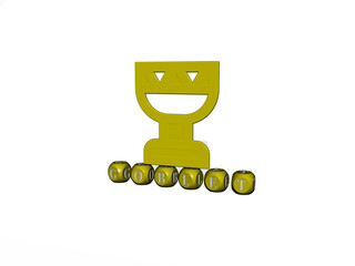 3D graphical image of GOBLET vertically along with text built by metallic cubic letters from the top perspective, excellent for the concept presentation and slideshows. illustration and glass