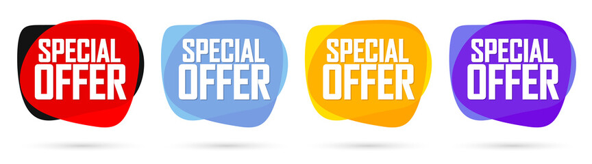 Special Offer, sale bubble banner design template, discount tag, app icon, vector illustration