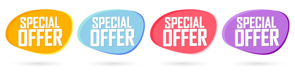 Special Offer, sale bubble banner design template, discount tag, app icon, vector illustration