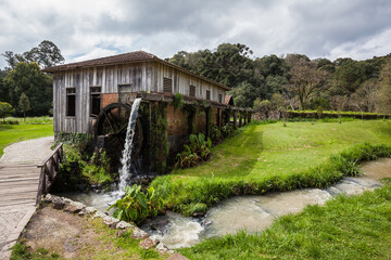 An old wooden house with waterwheel at Rio Grande do Sul - Brazil