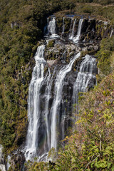 Fototapeta na wymiar Tigre Preto waterfall (Black Tiger waterfall) with 400 meters high - Serra Geral National Park - Cambara do Sul - Brazil