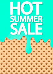 Hot Summer Sale, poster design template, vector illustration