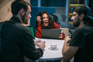 Men and women work in coworking