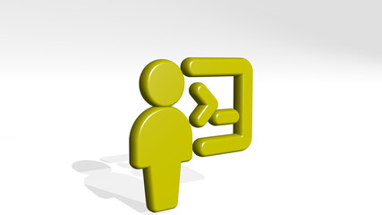 programming user made by 3D illustration of a shiny metallic sculpture with the shadow on light background. code and computer