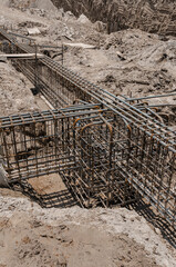 Huge shaft foundation slab
Foundation plan with footings, pedestals and shaft foundation
