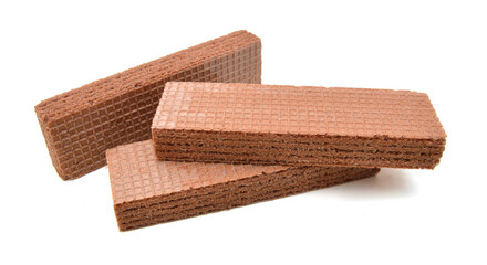 Wafers with chocolate on a white background