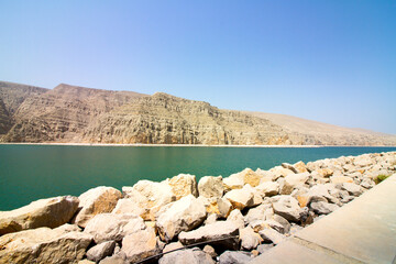 Mountain, rocks and sea on the way to Oman