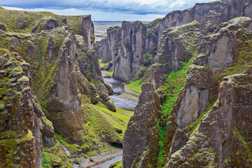 Fototapeta na wymiar Scenic fjadrargljufur canyon in Iceland