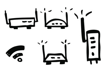 Vector Simple Hand Draw Skecth Vector Modem and Router
