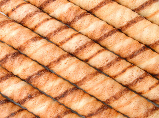 Waffle rolls isolated on white background 