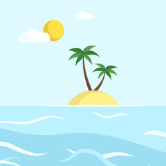 Fototapeta na wymiar Tropical island with palm trees. Vector illustration