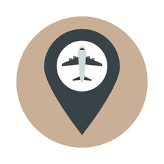 Obraz premium airport gps navigation pointer plane travel transport terminal tourism or business block and flat style icon