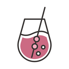 cocktail icon juice drink liquor refreshing alcohol line and fill design